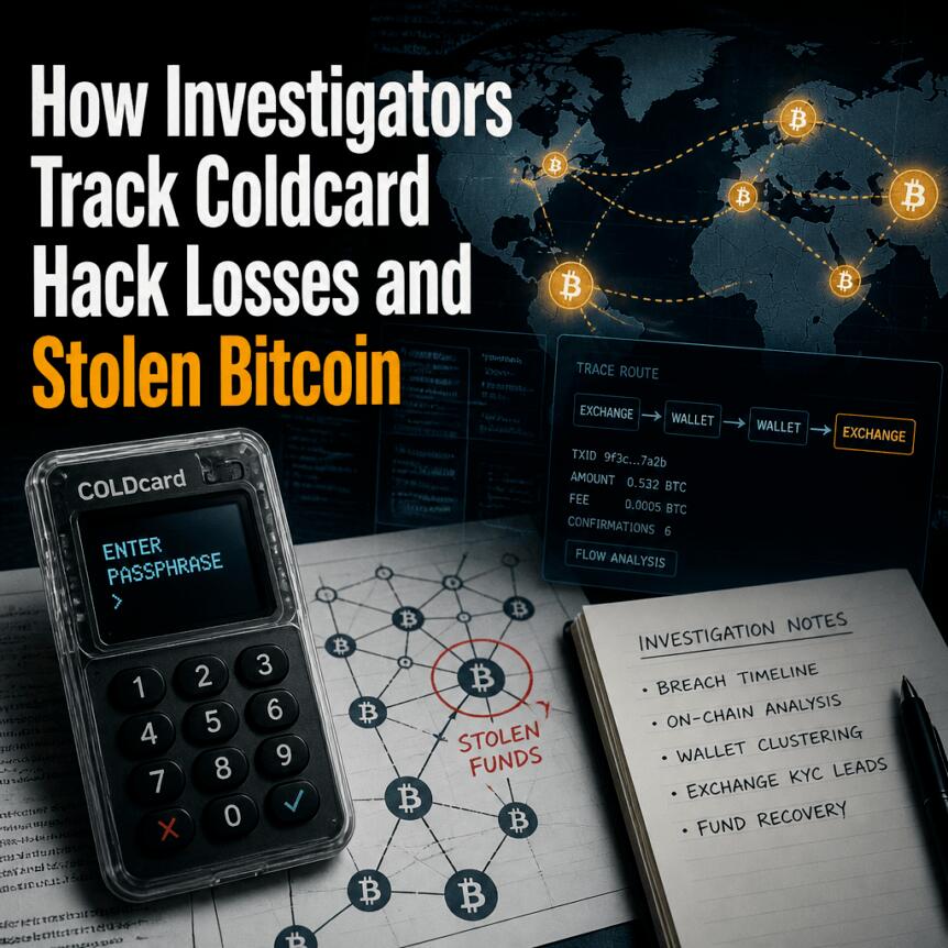How Investigators Track Coldcard Hack Losses and Stolen Bitcoin